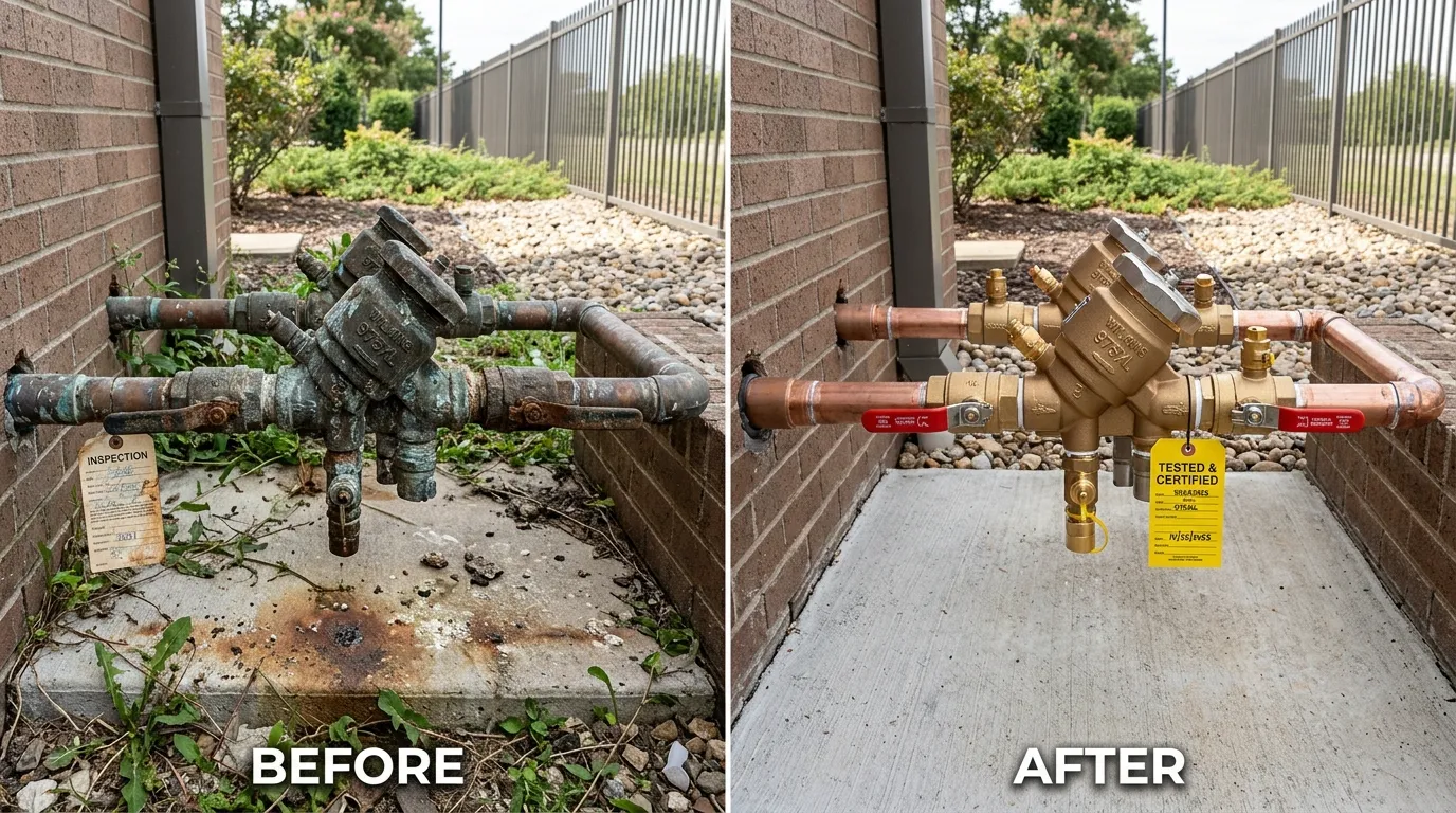 Backflow Preventer Replacement Before and After - Olas Fort Plumbing Fort Lauderdale FL