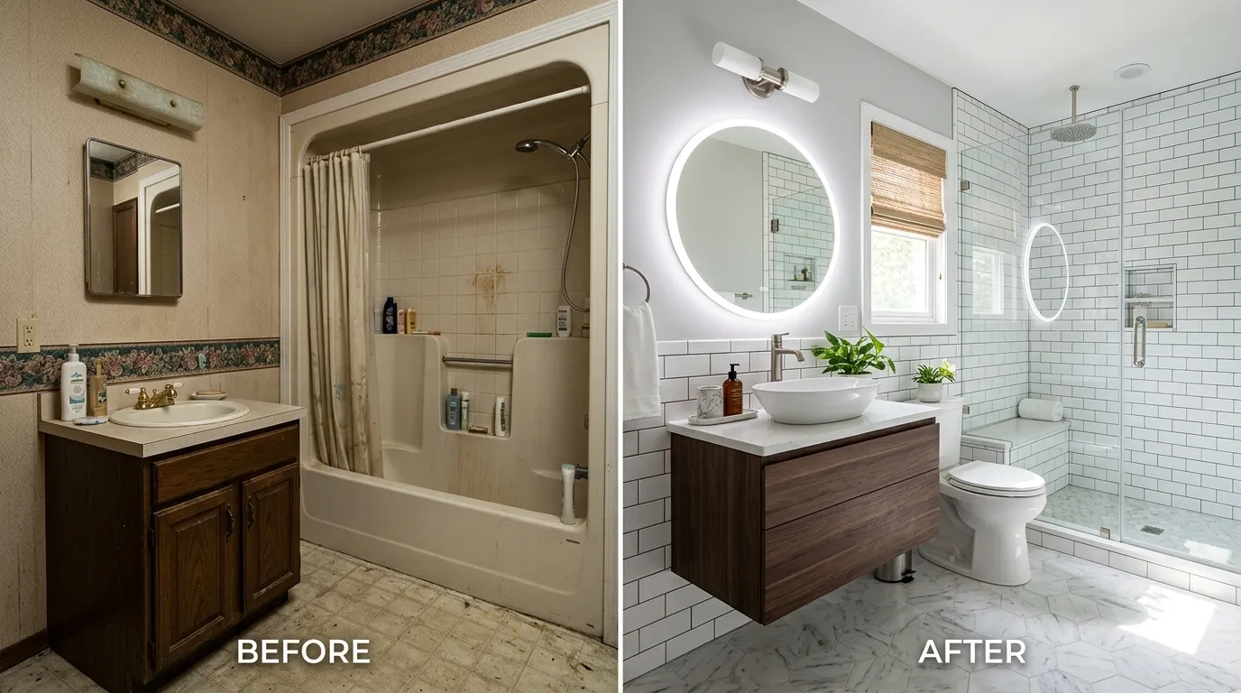 Complete Bathroom Renovation Before and After - Olas Fort Plumbing Fort Lauderdale FL