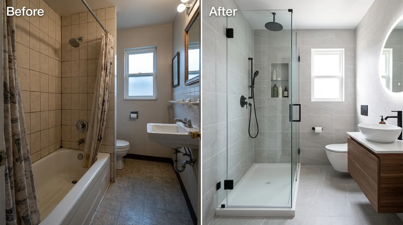 Full Bathroom Remodel & Luxury Renovation Before and After - Olas Fort Plumbing Fort Lauderdale FL