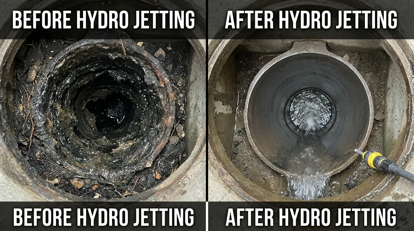Hydro Jetting Drain Sewer Cleaning Before and After - Olas Fort Plumbing Fort Lauderdale FL