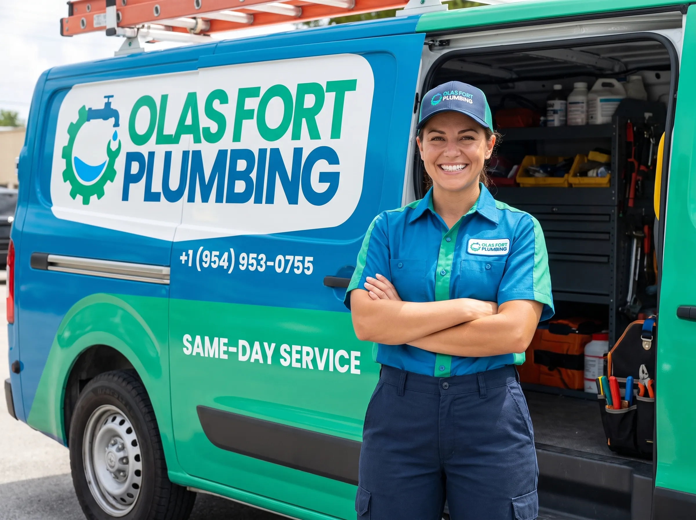 Professional Female Plumber Ready for Same-Day Service — Olas Fort Plumbing