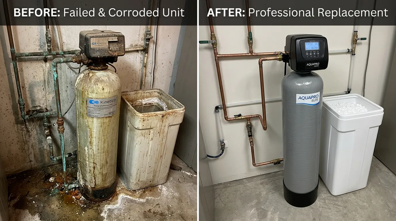 Water Softener Replacement Before and After - Olas Fort Plumbing Fort Lauderdale FL